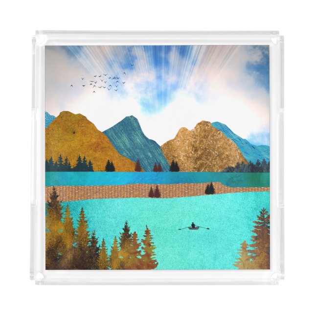 Morning Lake Rower Acrylic Tray (Front)