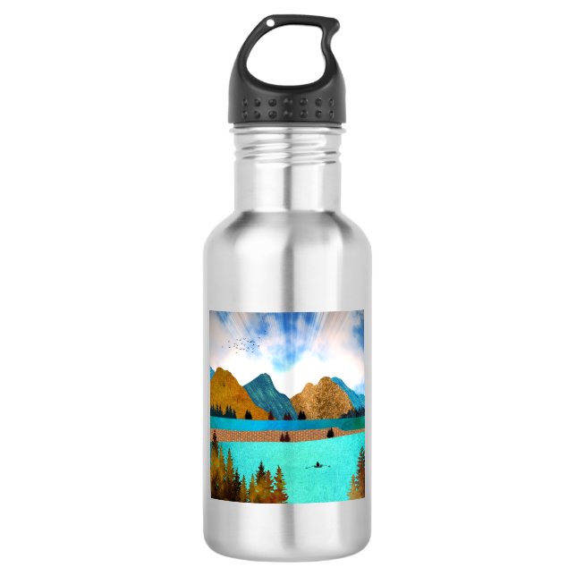 Morning Lake Rower Stainless Steel Water Bottle (Front)