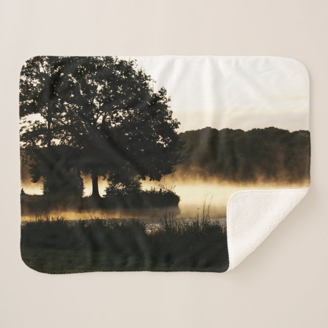 Morning Lake Scene sbcnm Sherpa Blanket (Front (Horizontal))