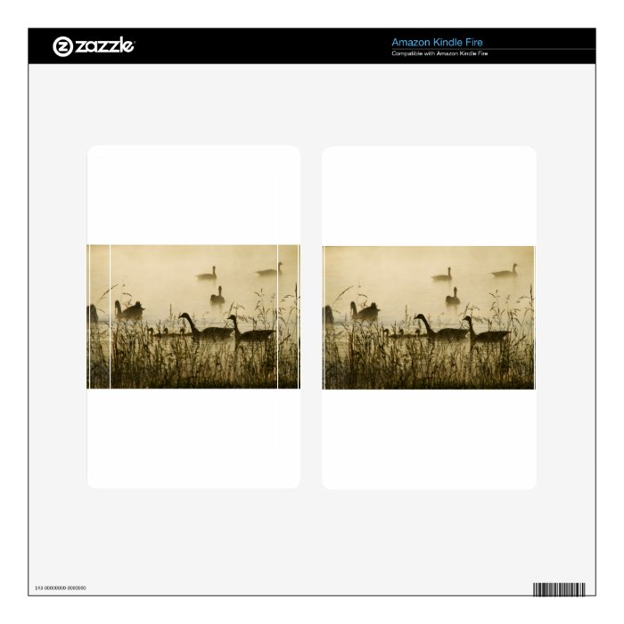 Morning Light Canadian Geese Pond Silhouette Kindle Fire Decals