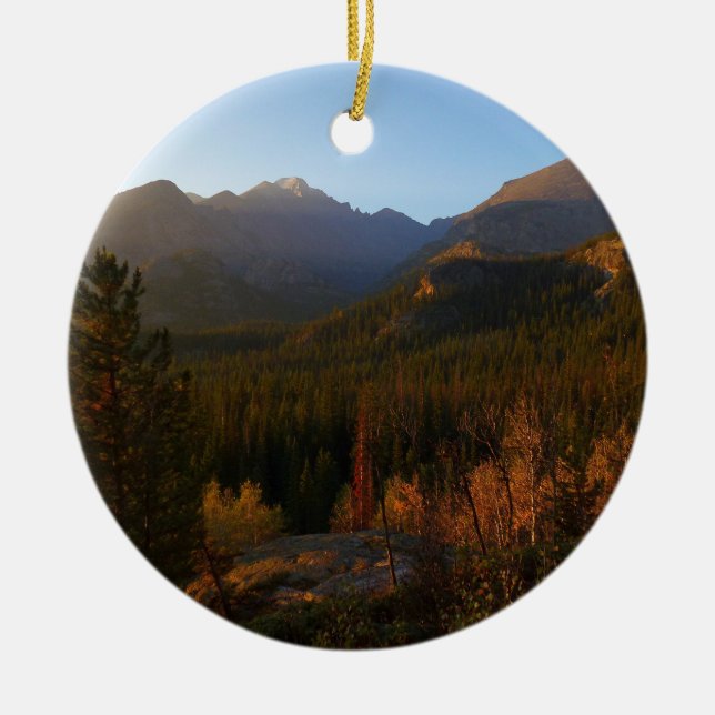 Morning Light on Rocky Mountains in Autumn Ceramic Ornament (Front)