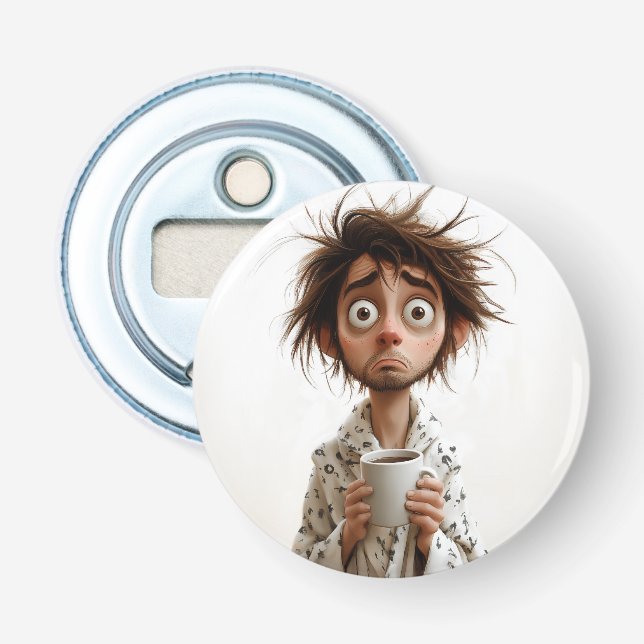 Morning Madness: Coffee First, Questions Later Bottle Opener (Front)