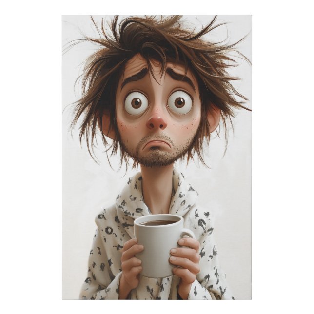 Morning Madness: Coffee First, Questions Later Faux Canvas Print (Front)