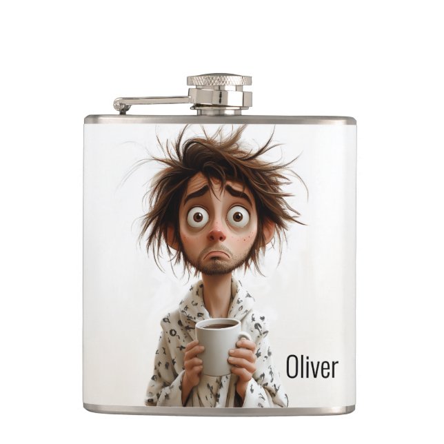 Morning Madness: Coffee First, Questions Later Flask (Front)