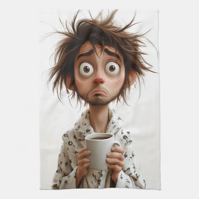 Morning Madness: Coffee First, Questions Later Kitchen Towel (Vertical)