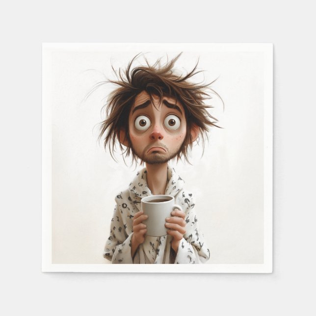Morning Madness: Coffee First, Questions Later Napkins (Front)