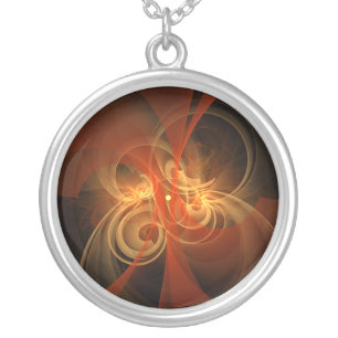 Morning Magic Modern Abstract Light Energy Art Silver Plated Necklace