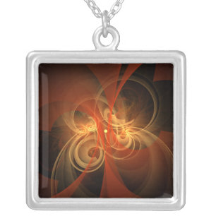 Morning Magic Modern Abstract Light Energy Art Silver Plated Necklace