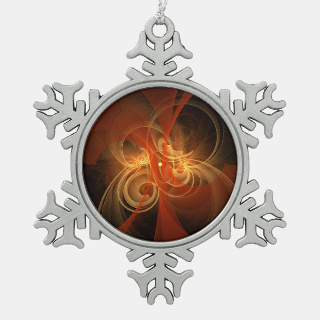 Morning Magic Modern Abstract Light Energy Art Snowflake Pewter Christmas Ornament (Front)
