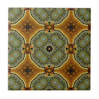 Morning Market Green and Gold Geometric Pattern Ceramic Tile