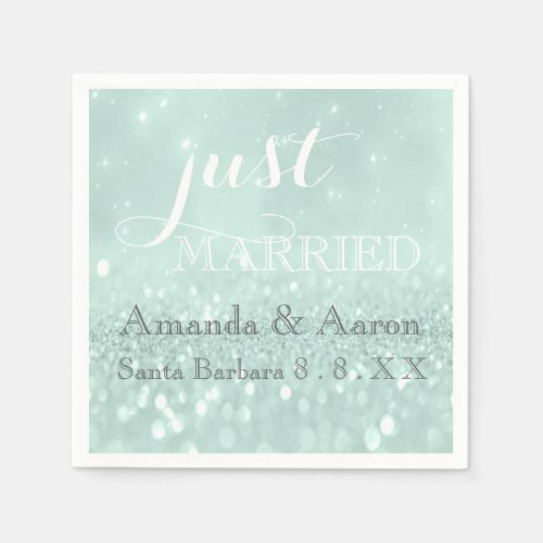 Morning Meadow Blue Simple Classic Just Married Napkins