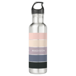 Morning Meadow Colorblock Personalized Name Stainless Steel Water Bottle