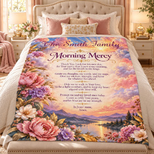 Morning Mercy Floral Sunrise Prayer Sherpa Blanket