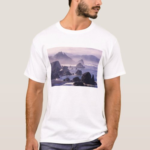 Morning mist along Oregon coast near Nesika T_Shirt