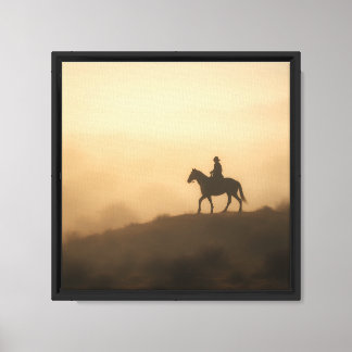 Morning Mist Desert Print - Peaceful Lone Rider