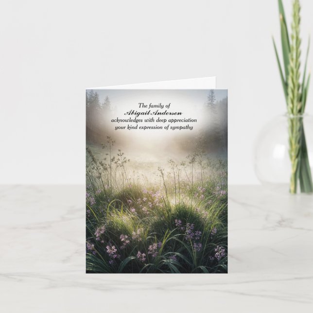 Morning Mist In Meadow Sympathy Thank You Card (Front)