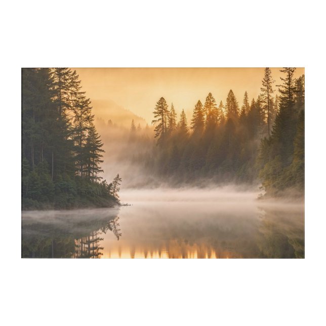 Morning Mist on River in the Pines Acrylic Print (Front)
