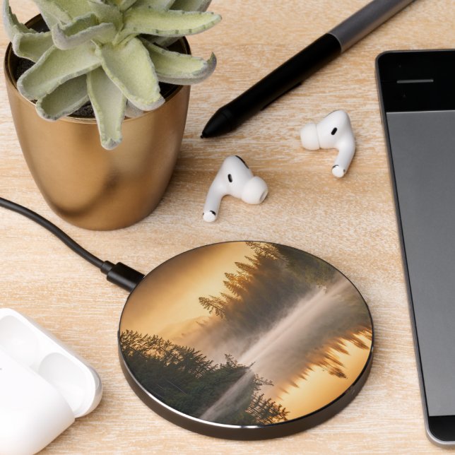 Morning Mist on River in the Pines Wireless Charger (Desk 2)
