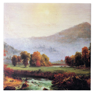Morning Mist Rising in New Hampshire Ceramic Tile