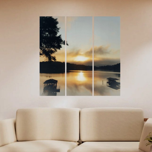 Morning Mist Sunrise over Lake Photographic Triptych (Creator Uploaded)