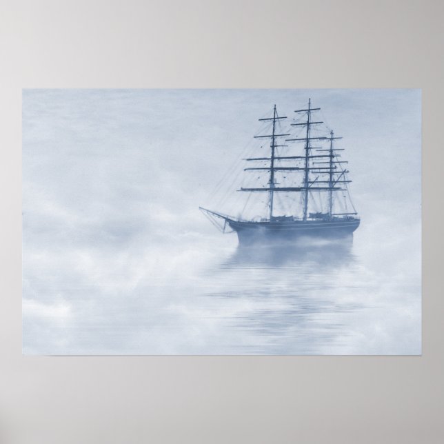 Morning Mists Cyanotype Poster (Front)