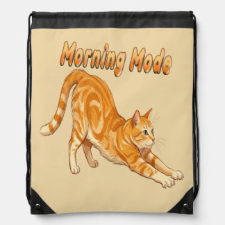 Morning Mode Orange Tabby Cat Stretching Funny Cat Drawstring Bag