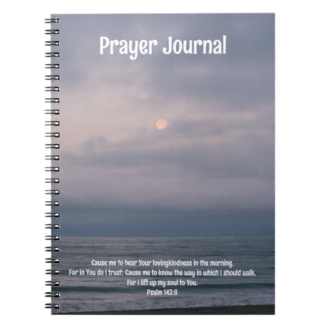 Morning Moon Over the Ocean Bible Verse Journal (Front)