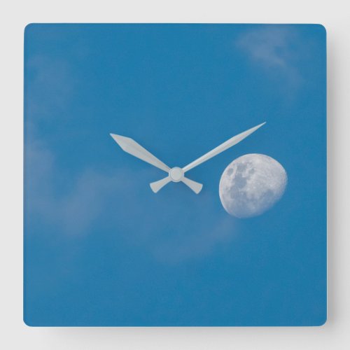 Morning Moon  Zambia Africa Square Wall Clock