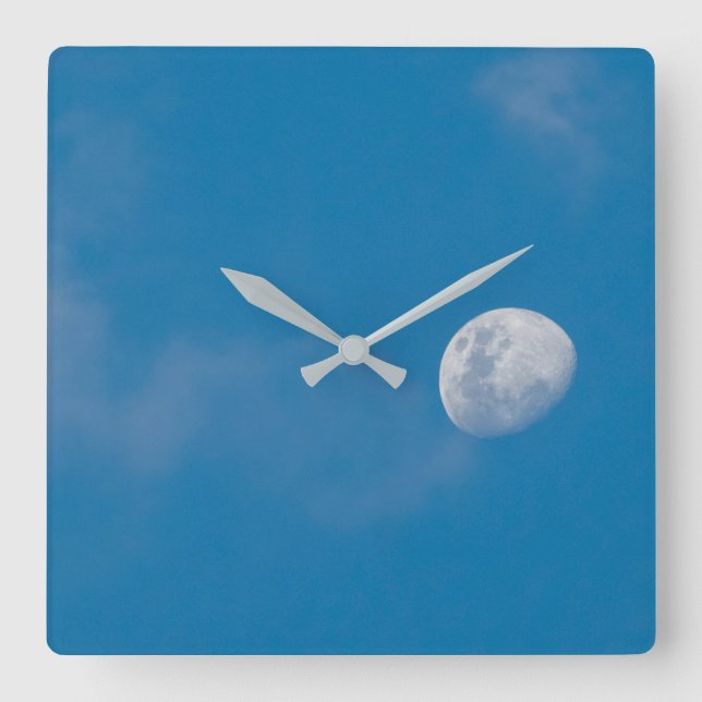 Morning Moon | Zambia, Africa Square Wall Clock (Front)