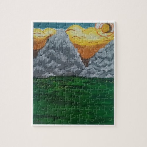 Morning Mountain Landscape Painting Jigsaw Puzzle