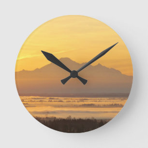 Morning Mountain Magic. Round Clock