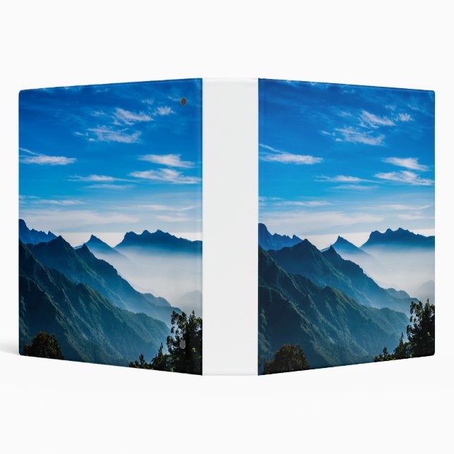 Morning Mountains Mist Landscape 3 Ring Binder (Background)