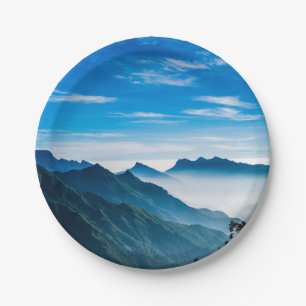 Morning Mountains Mist Landscape Paper Plates