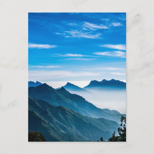 Morning Mountains Mist Landscape Postcard