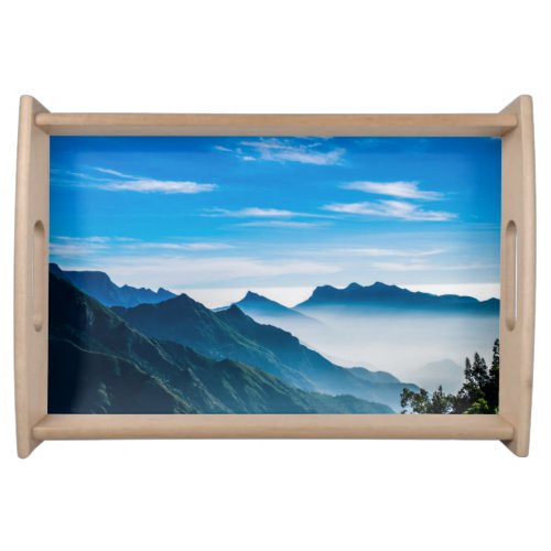 Morning Mountains Mist Landscape Serving Tray