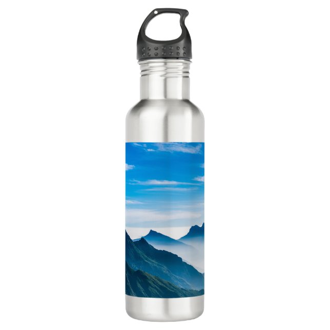 Morning Mountains Mist Landscape Stainless Steel Water Bottle (Front)