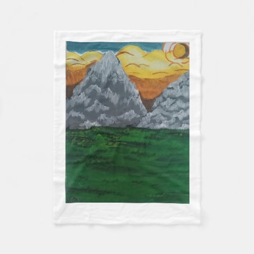 Morning Mountains Painting Fleece Blanket