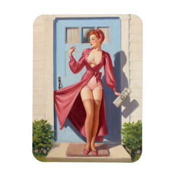 Morning Newspaper Pin-up Girl Magnet by PinUpGallery at Zazzle