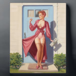 Morning Newspaper Pin-Up Girl Plaque<br><div class="desc">Classic retro pin-up art by Morning newspaper vintage pinup girl.</div>