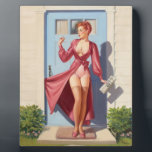 Morning Newspaper Pin-Up Girl Plaque<br><div class="desc">Classic retro pin-up art by Morning newspaper vintage pinup girl.</div>