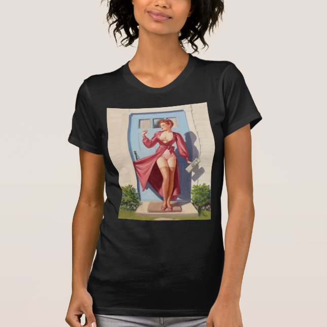 Morning Newspaper Pin-Up Girl T-Shirt (Front)