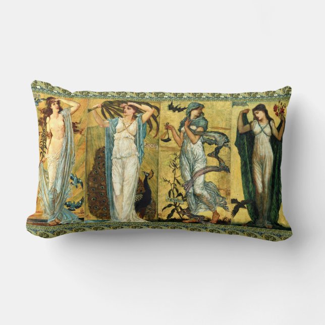 Morning, Noon, Evening, Night by Walter Crane 1891 Lumbar Pillow (Front)