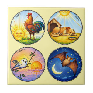 Morning Noon Evening & Night Retro Ceramic Tile