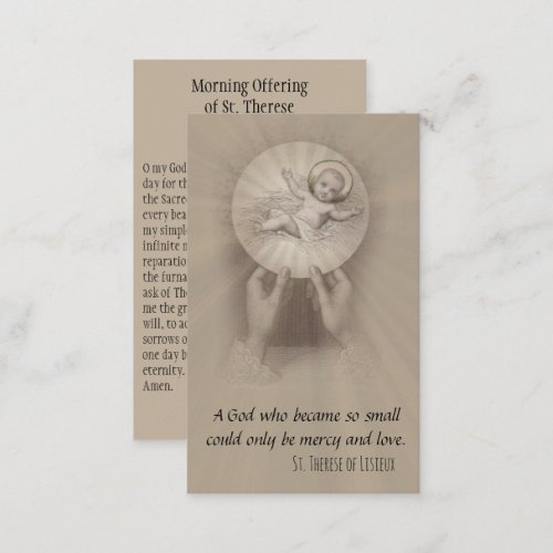 Morning Offering of St Therese Prayer Holy Card