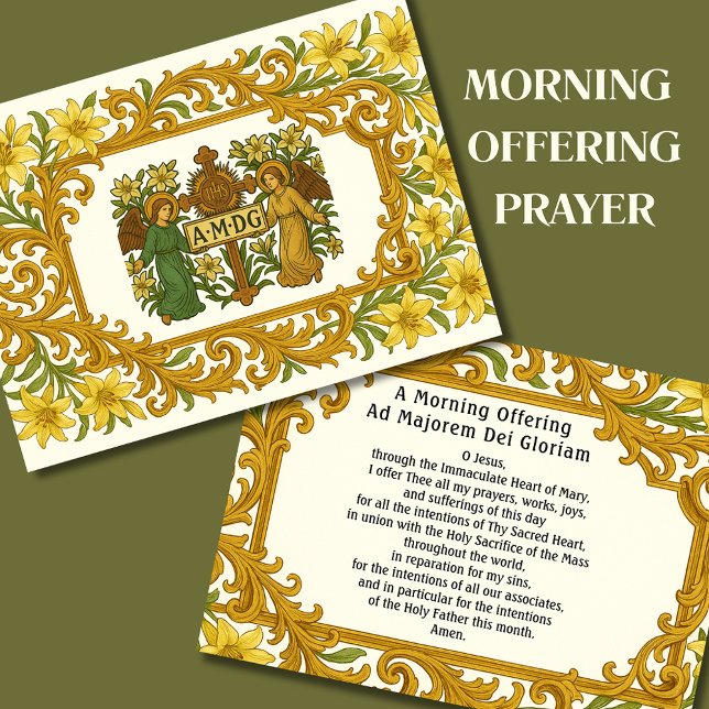 Morning Offering Prayer with AMDG & Angels Business Card (Creator Uploaded)