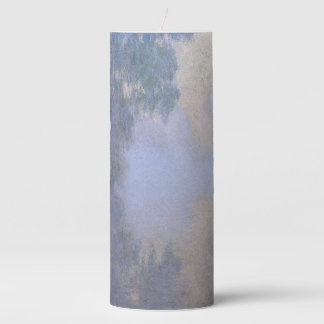 Morning on the Seine near Giverny by Claude Monet Pillar Candle