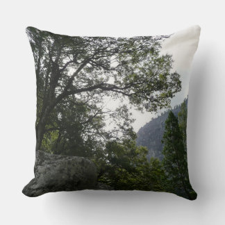 Morning on the Trail to Vernal Falls in Yosemite Throw Pillow