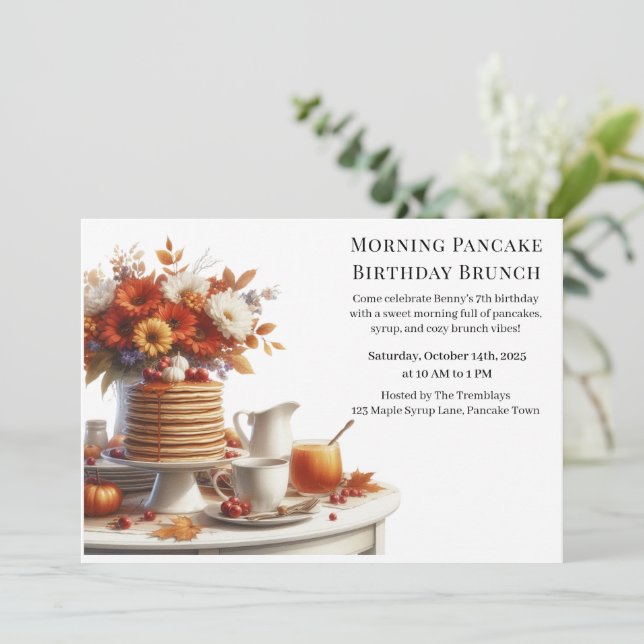 Morning Pancake Birthday Brunch | Cozy Weekend  Invitation (Standing Front)
