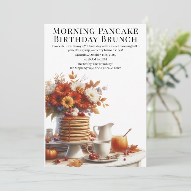 Morning Pancake Birthday Brunch | Cozy Weekend  Invitation (Standing Front)