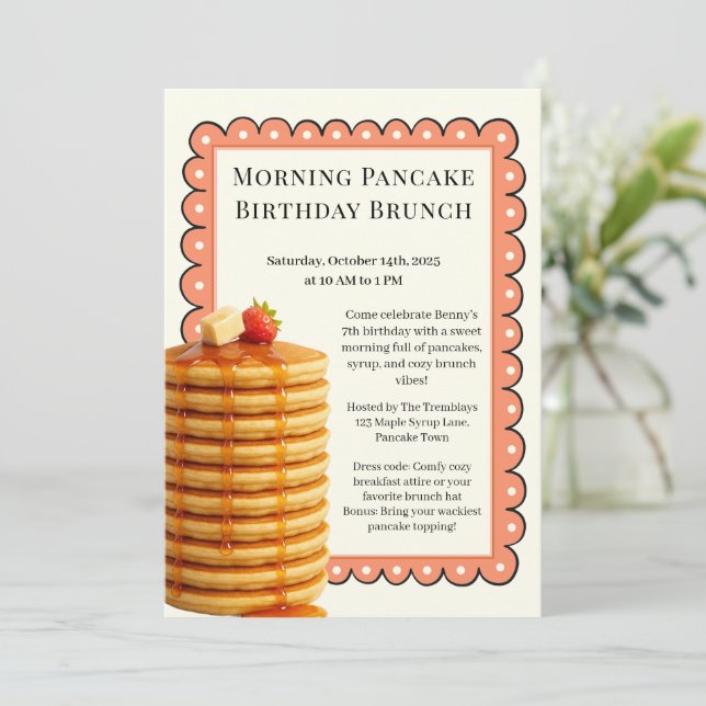 Morning Pancake Birthday Brunch | Cozy Weekend  Invitation (Standing Front)